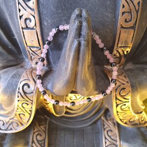 Bracelet en quartz rose et hématite