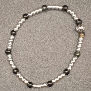Bracelet hématite chromée et obsidienne
